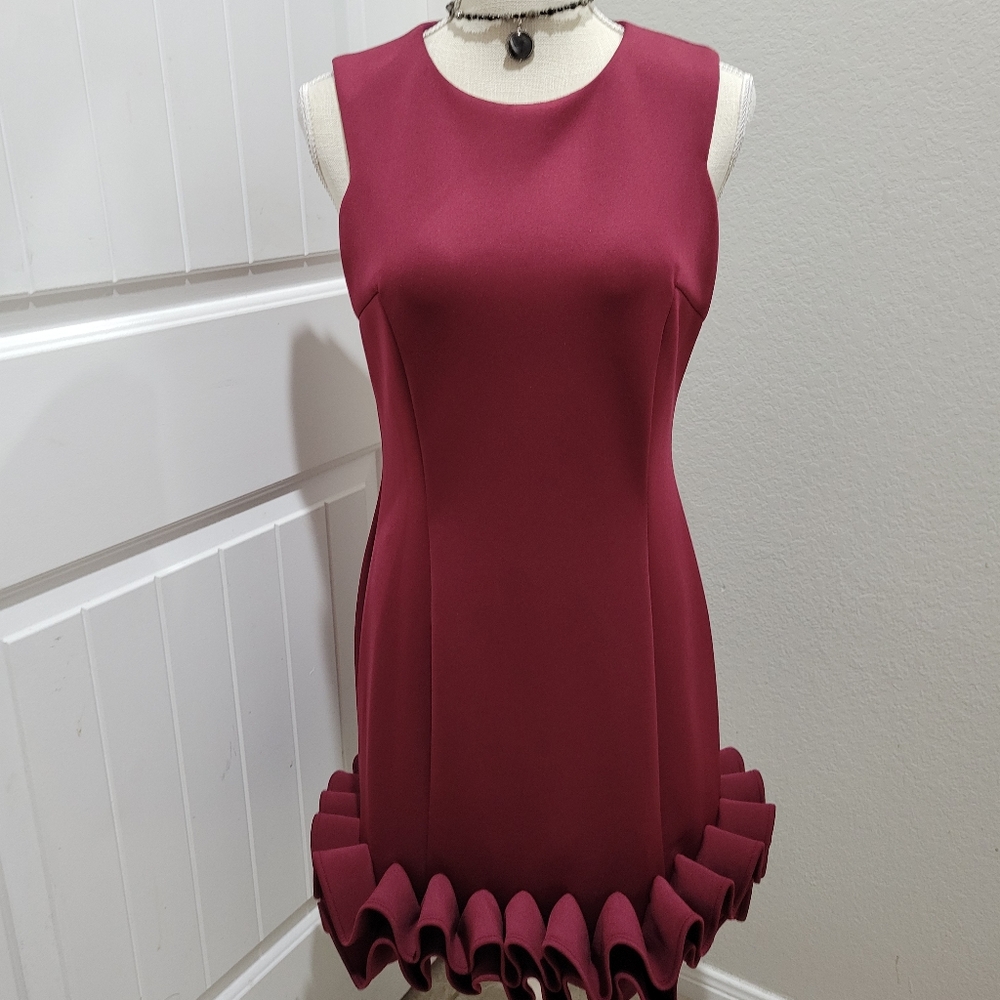COPY - Extended Sleeve Dress With Triple Ruffle Hem
